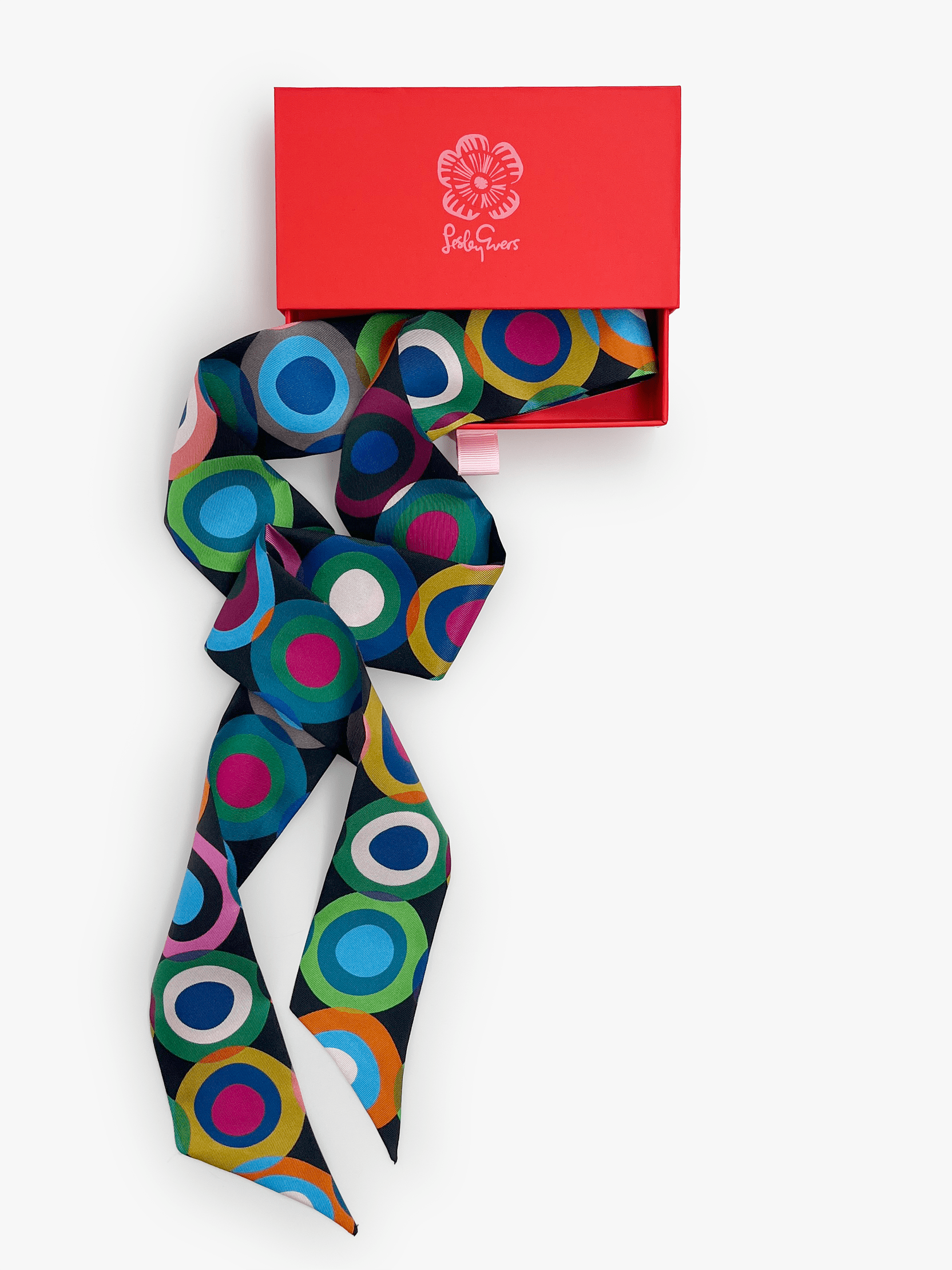 INES silk twilly scarf Circles - Lesley Evers - Accessories - cornice - cotton silk