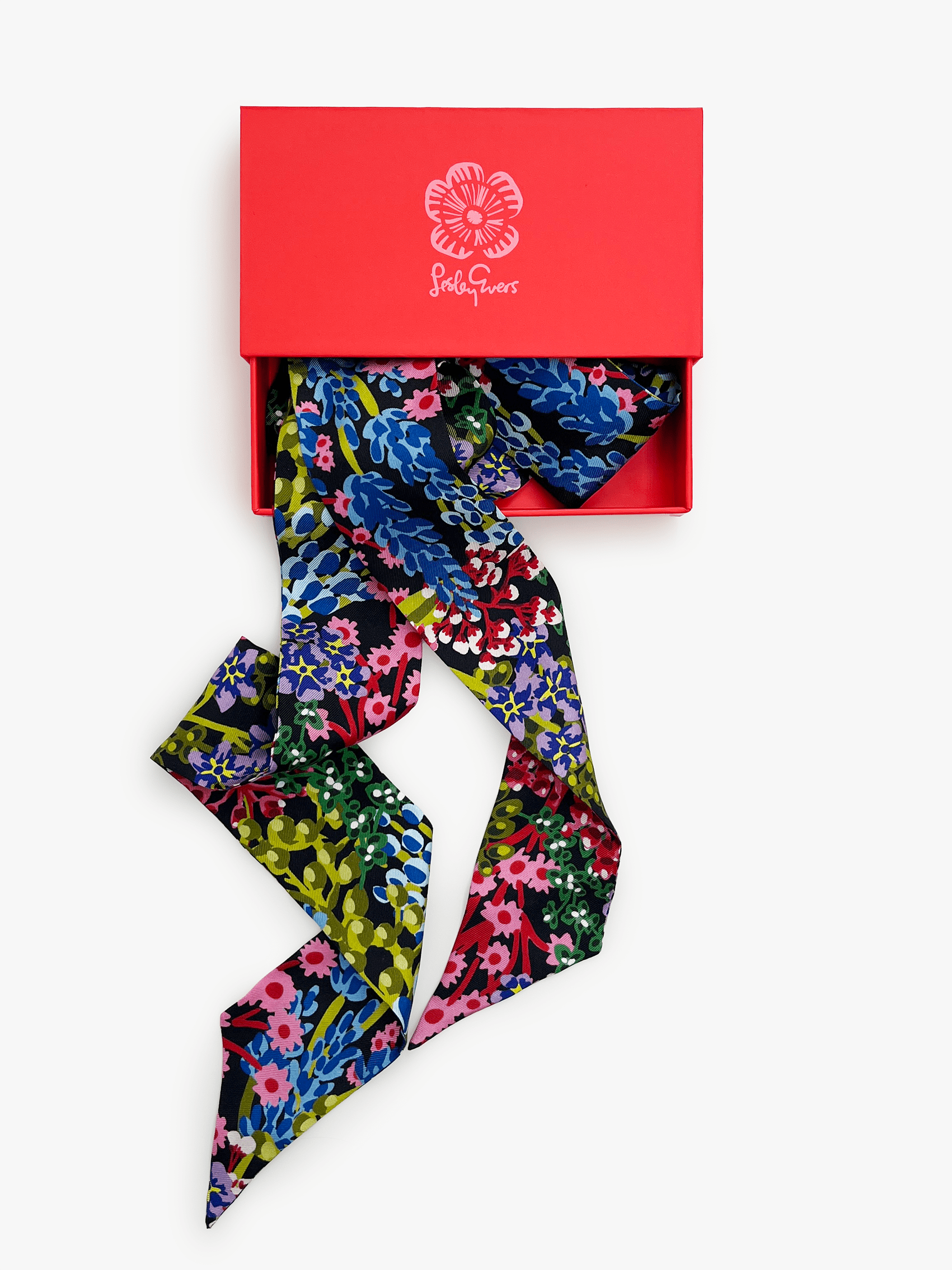INES silk twilly scarf Spring Meadow - Lesley Evers - Accessories - cornice - cotton silk