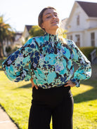 INGRID blouse Plum Blossom Blue - Lesley Evers - Shop - Shop/All Products - Shop/Separates