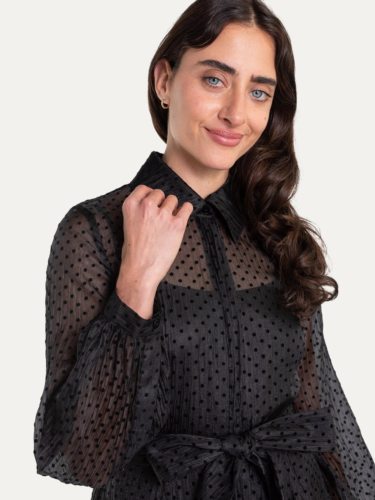 ISADORA dress Black Velvet Dots - Lesley Evers-Dress-formal-gown