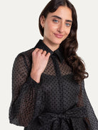 ISADORA dress Black Velvet Dots - Lesley Evers-Dress-formal-gown