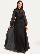 ISADORA dress Black Velvet Dots - Lesley Evers-Dress-formal-gown