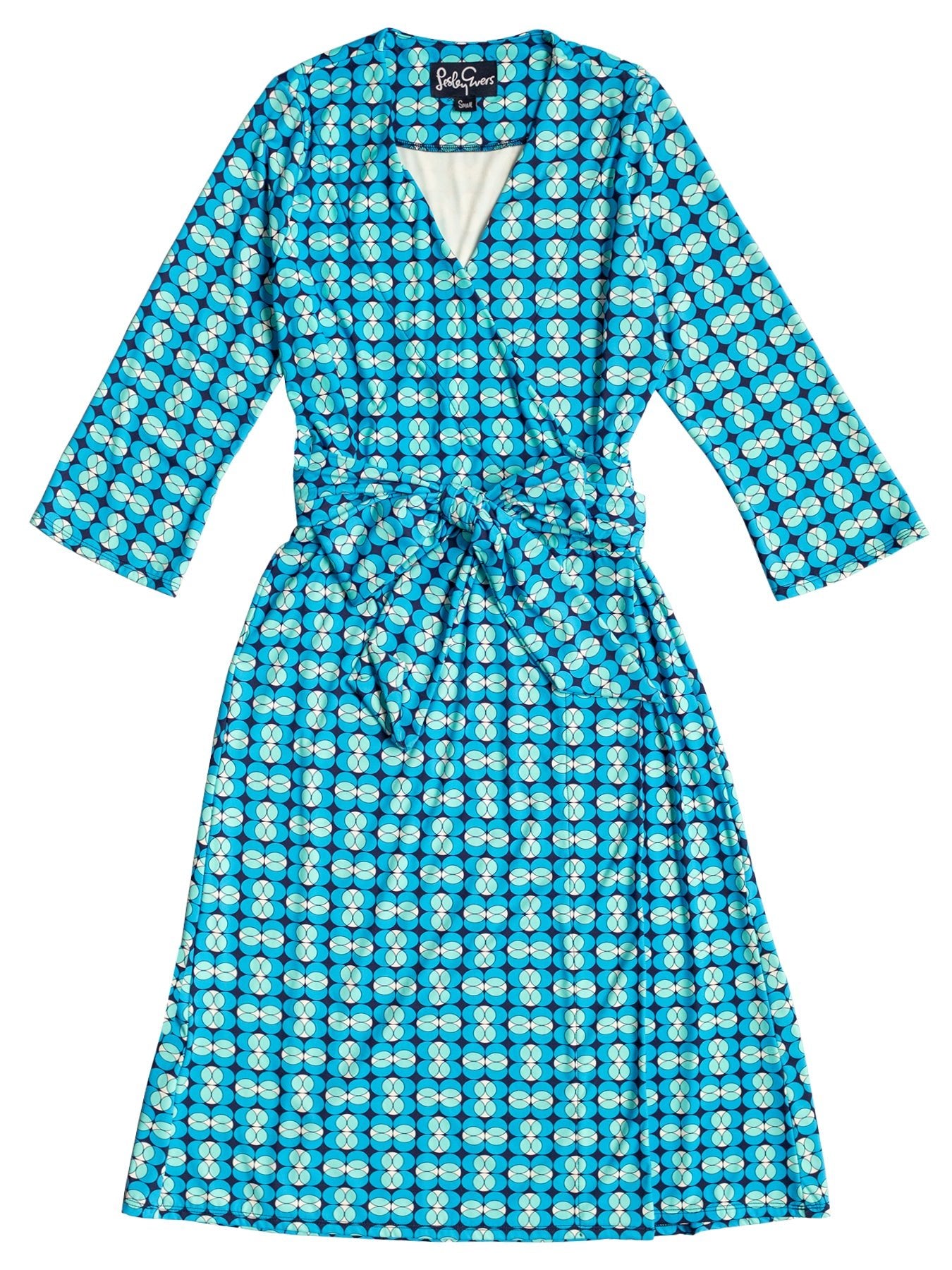 JACKIE wrap dress Spyglass Blue and White - Lesley Evers - Dress - pink wave - Shop