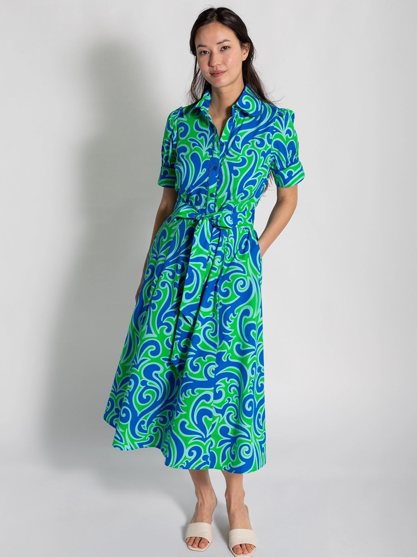 JANE dress Filigree Green - Lesley Evers - cotton dress - Dress - Printed Dress