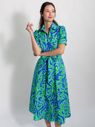 JANE dress Filigree Green - Lesley Evers - cotton dress - Dress - Printed Dress
