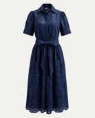 JANE dress Navy Eyelet - Lesley Evers-Dress-eyelet-eyelet dress