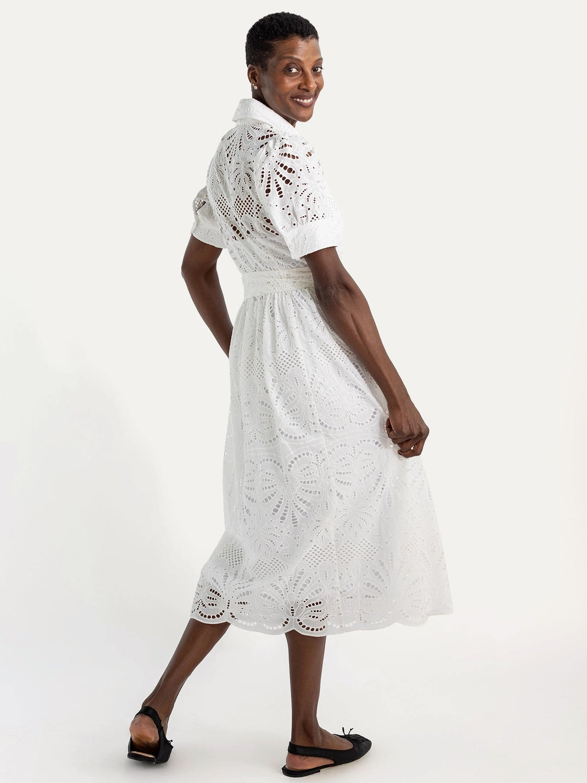 JANE dress White Eyelet - Lesley Evers-Dress-eyelet-eyelet dress