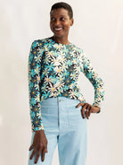 JEANETTE tee Asters Blue - Lesley Evers - Black - black and white - Shop