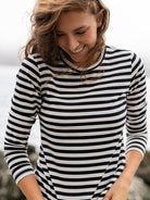 JEANETTE tee Black & Ivory Stripe - Lesley Evers - Black - black and white - Shop