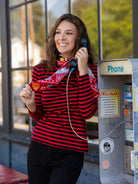 JEANETTE tee Black & Red Stripe - Lesley Evers - Black - black and red - cardinal