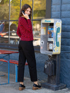 JEANETTE tee Black & Red Stripe - Lesley Evers - Black - black and red - cardinal