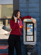 JEANETTE tee Black & Red Stripe - Lesley Evers - Black - black and red - cardinal