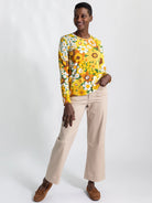 JEANETTE tee Flower Power Yellow - Lesley Evers - Black - black and white - Shop