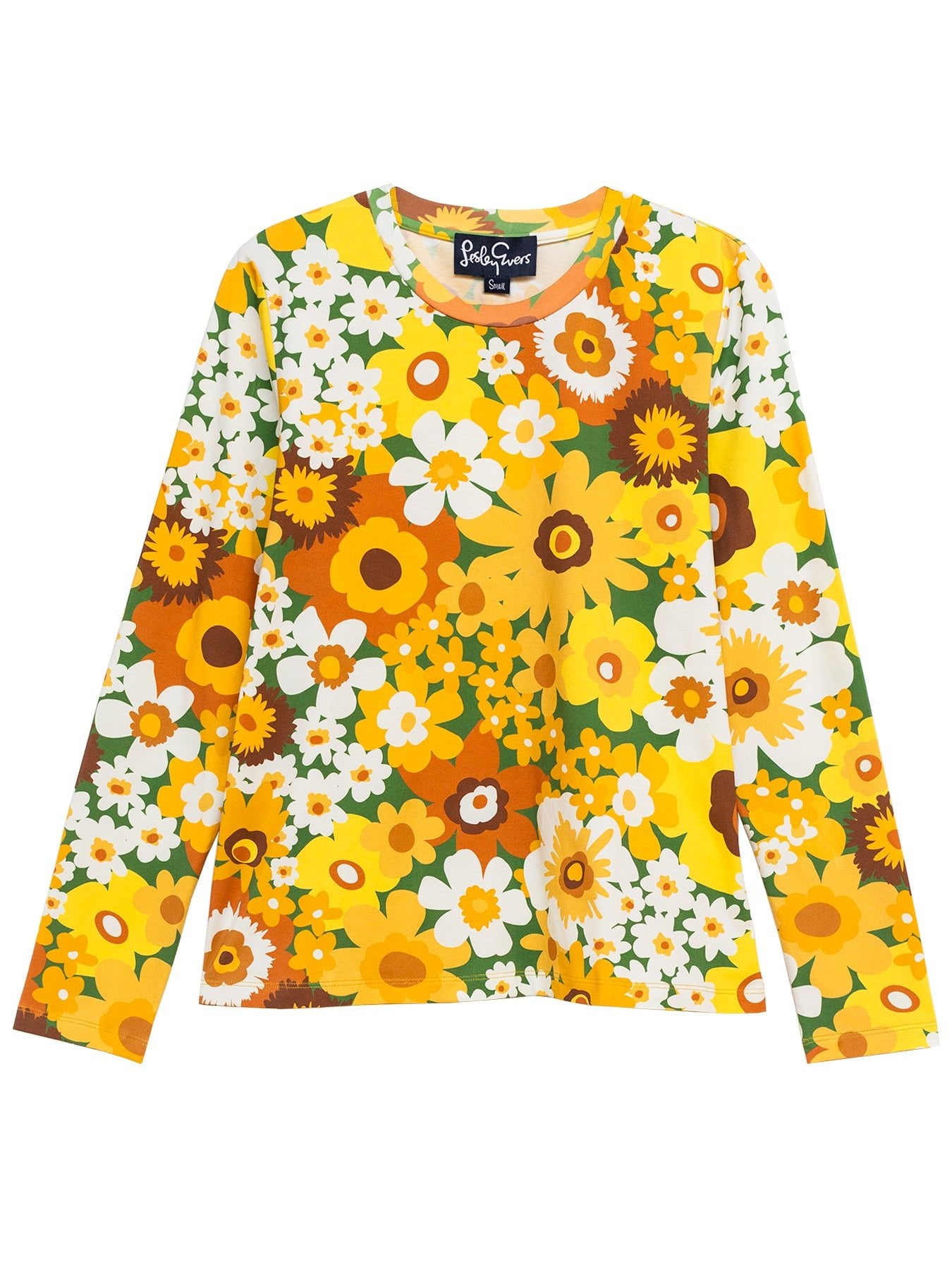 JEANETTE tee Flower Power Yellow - Lesley Evers - Black - black and white - Shop