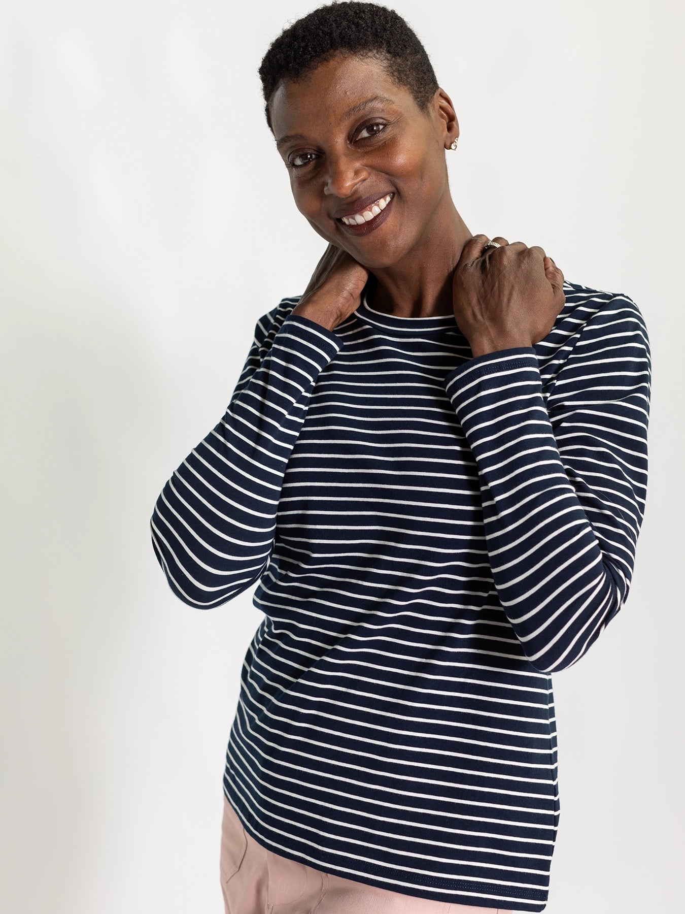 JEANETTE tee Navy & White Stripe - Lesley Evers - Black - black and white - Shop