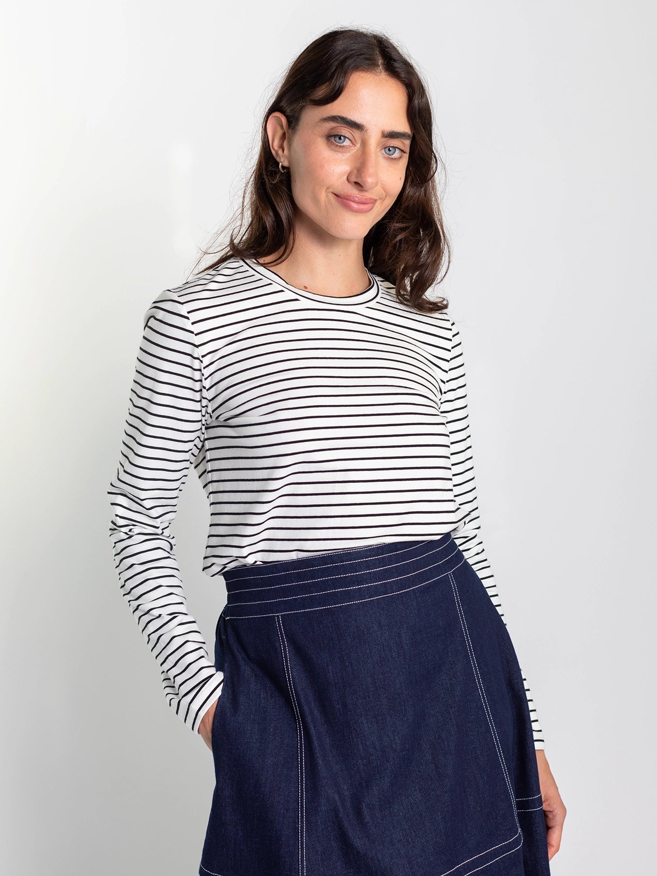 JEANETTE tee White & Black Stripe - Lesley Evers - Black - black and white - Shop