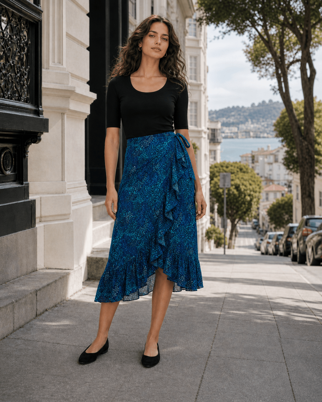 JENNY wrap skirt May Flowers Blue - Lesley Evers - may flowers - new - New Arrivals