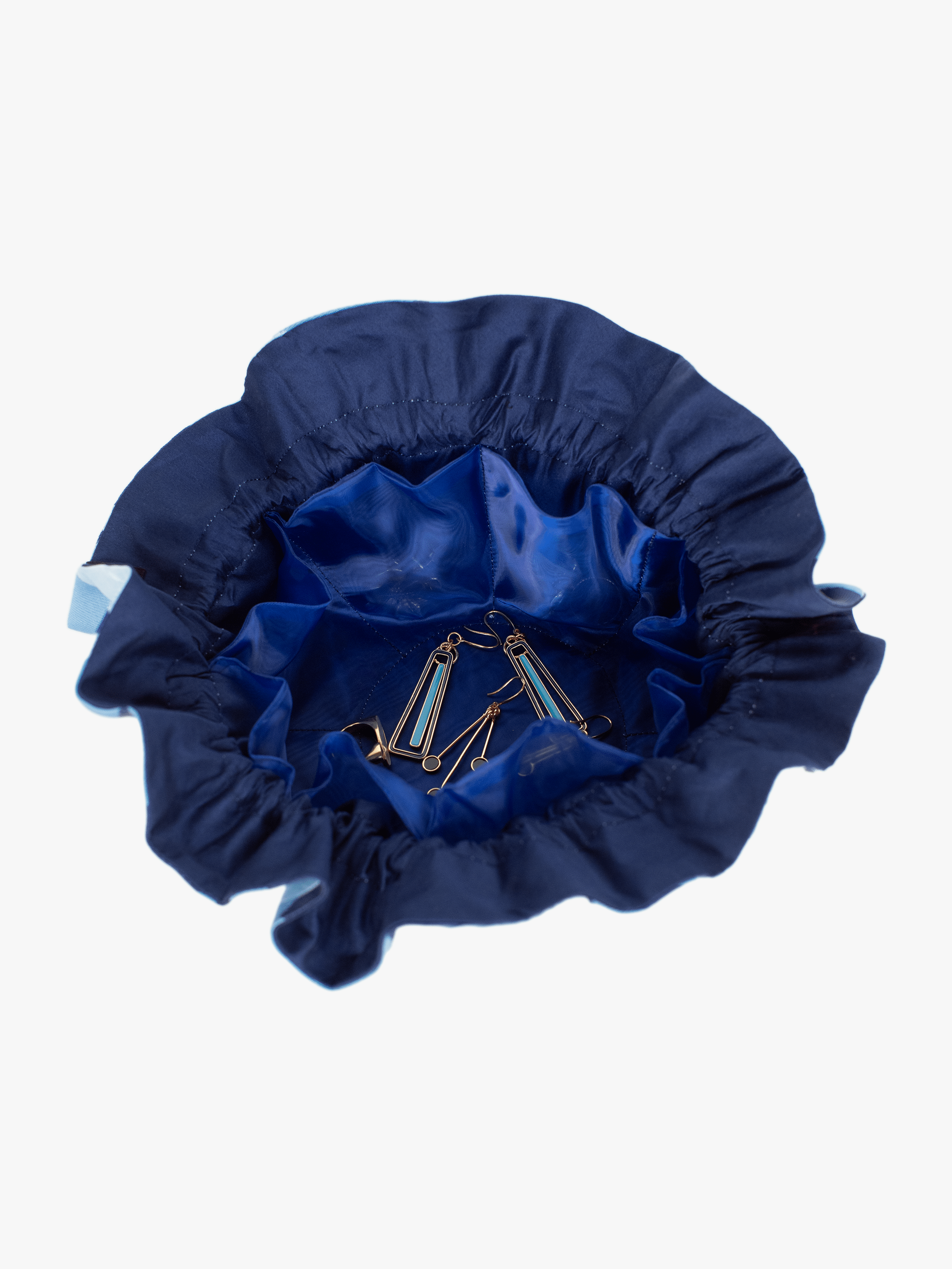 JOSIE jacquard jewelry pouch Garden Wall Blue - Lesley Evers - case - cosmetic bag - gifts under $75