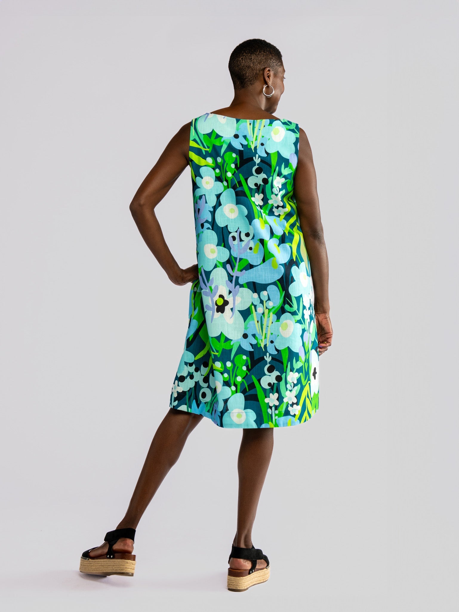 JUNIPER dress Garden Oasis Blue - Lesley Evers-Best Seller-Blue-cotton dress