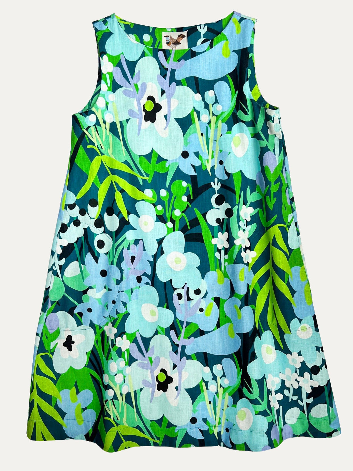JUNIPER dress Garden Oasis Blue - Lesley Evers-Best Seller-Blue-cotton dress