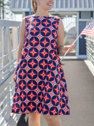 JUNIPER dress North Start Navy and Red - Lesley Evers - Best Seller - Blue - cotton dress
