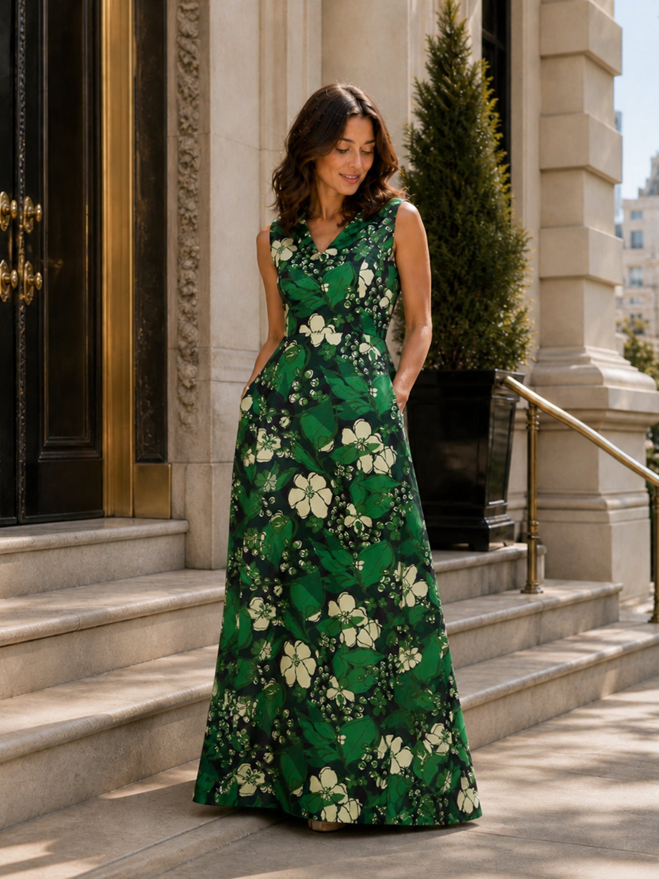 KATHLEEN dress Plum Blossom Emerald – Lesley Evers