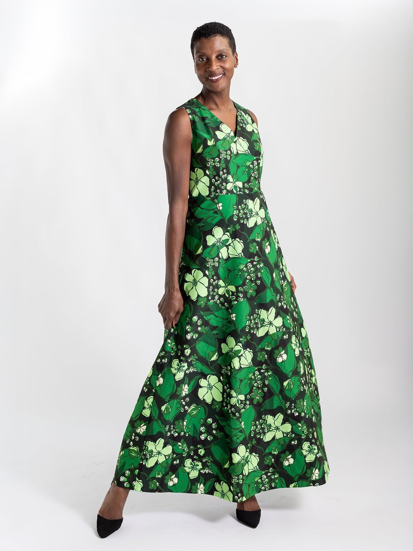KATHLEEN dress Plum Blossom Emerald – Lesley Evers