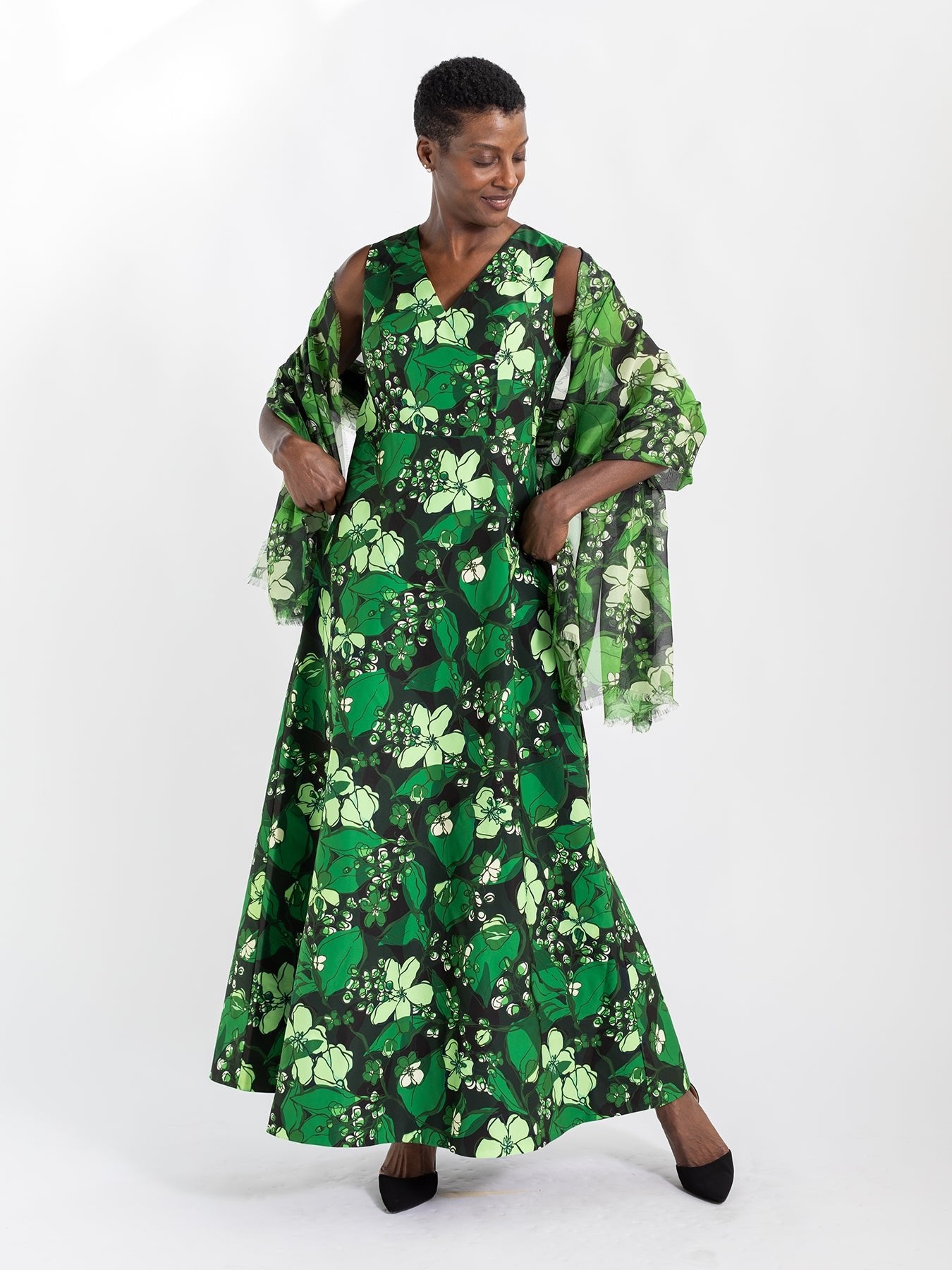 KATHLEEN dress Plum Blossom Emerald – Lesley Evers
