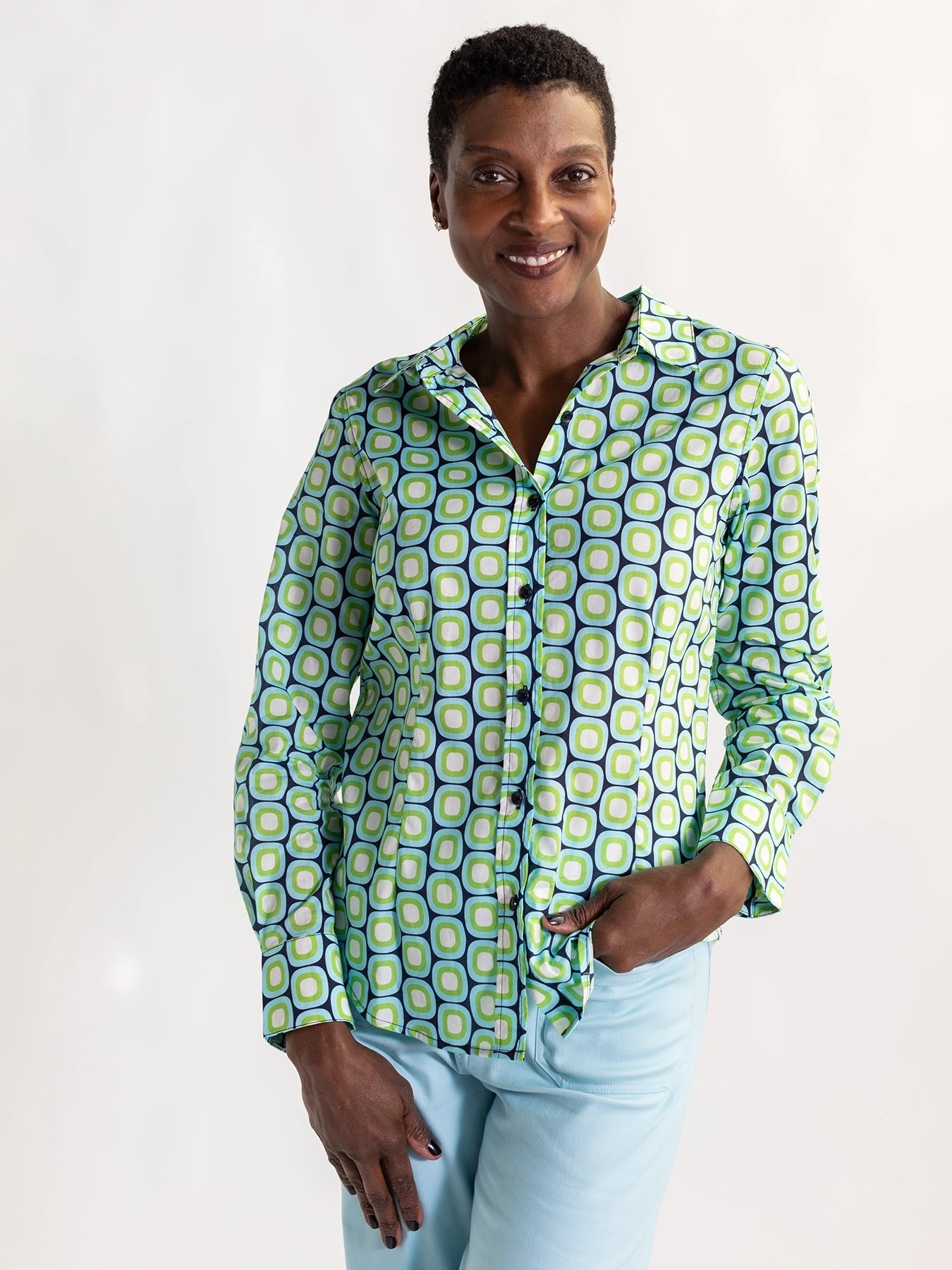 KATHRYN blouse Blue Dots - Lesley Evers - Bird Collection - birds - Catherine