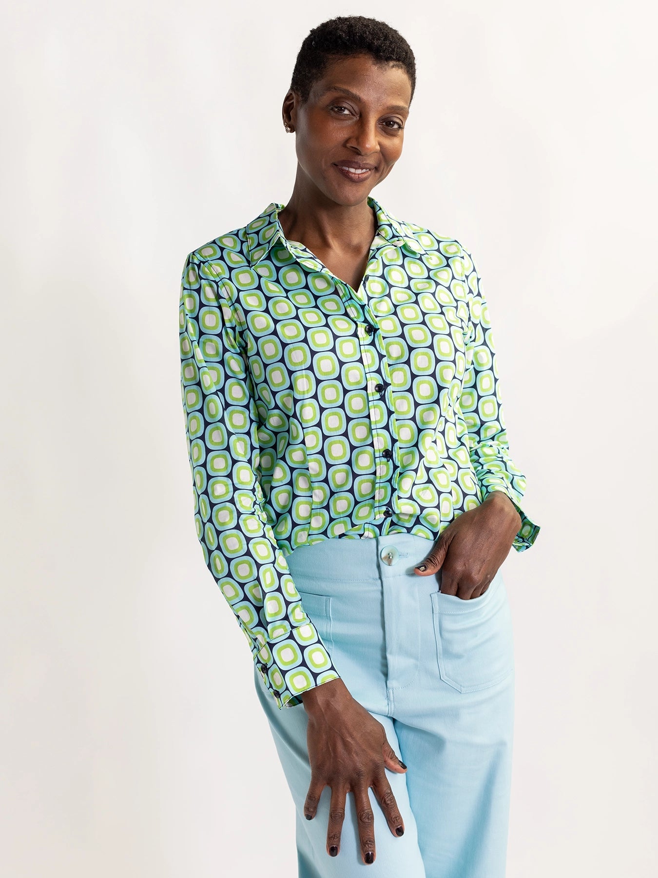 KATHRYN blouse Blue Dots - Lesley Evers - Bird Collection - birds - Catherine