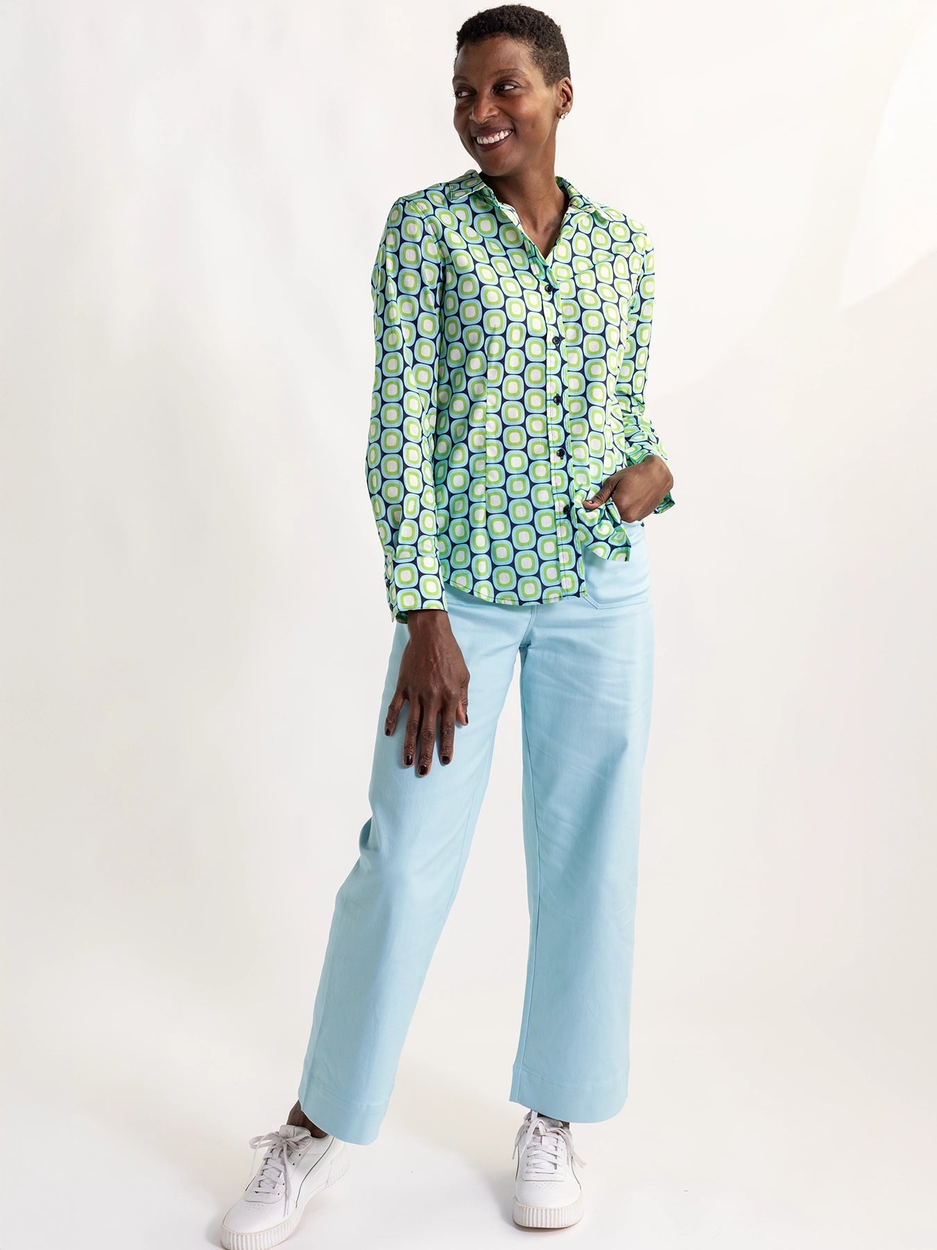 KATHRYN blouse Blue Dots - Lesley Evers - Bird Collection - birds - Catherine