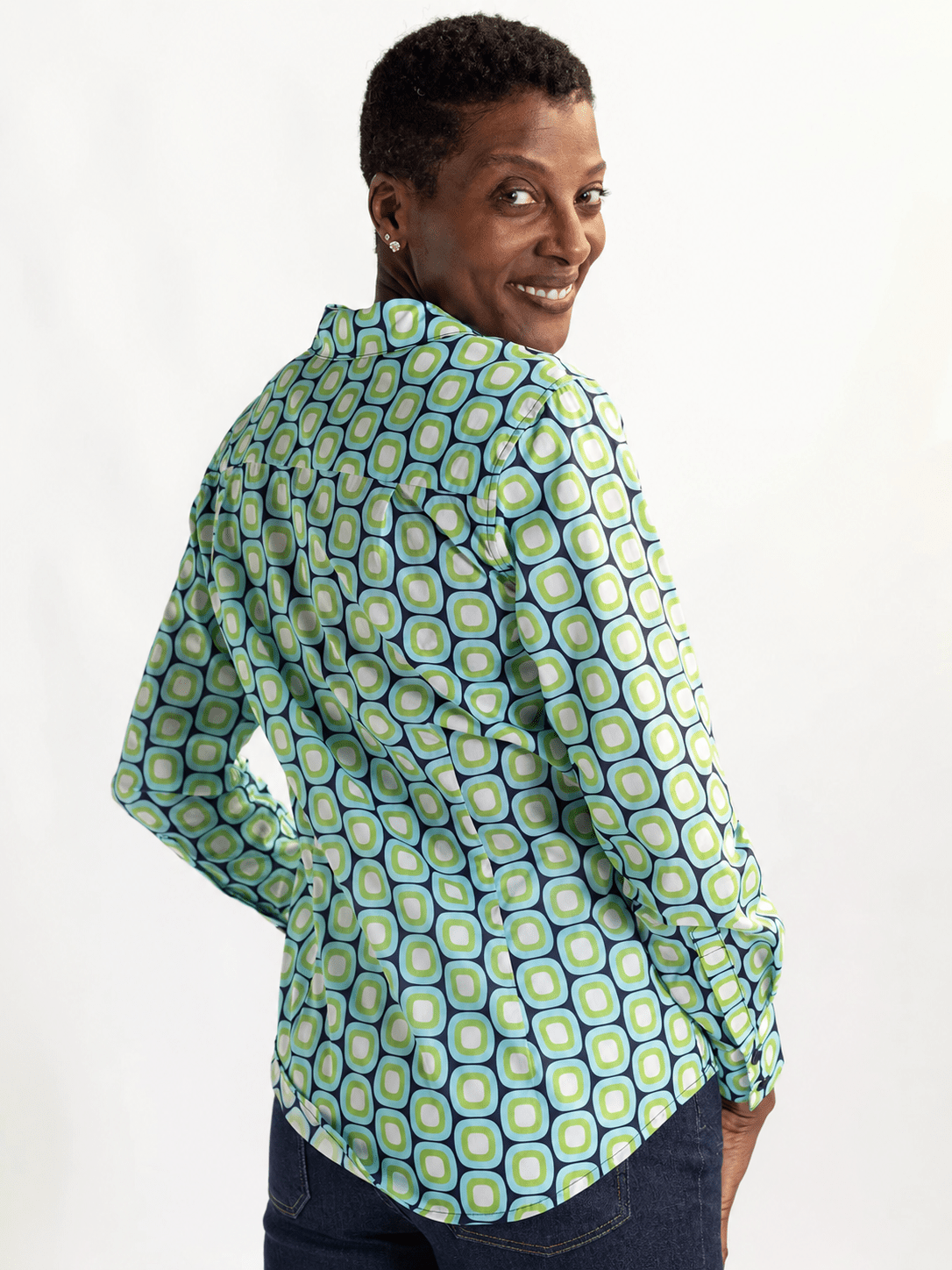 KATHRYN blouse Blue Dots - Lesley Evers-Bird Collection-birds-Catherine