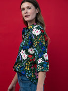 KATHRYN blouse Flower Field - Lesley Evers-Bird Collection-birds-Catherine