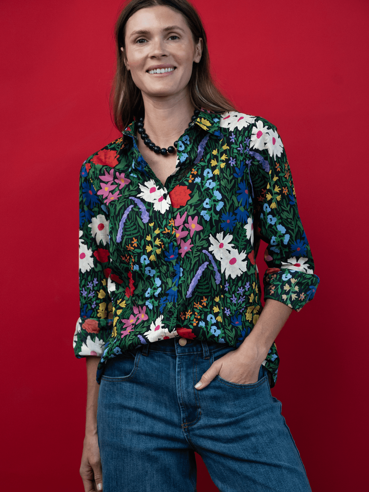 KATHRYN blouse Flower Field - Lesley Evers-Bird Collection-birds-Catherine