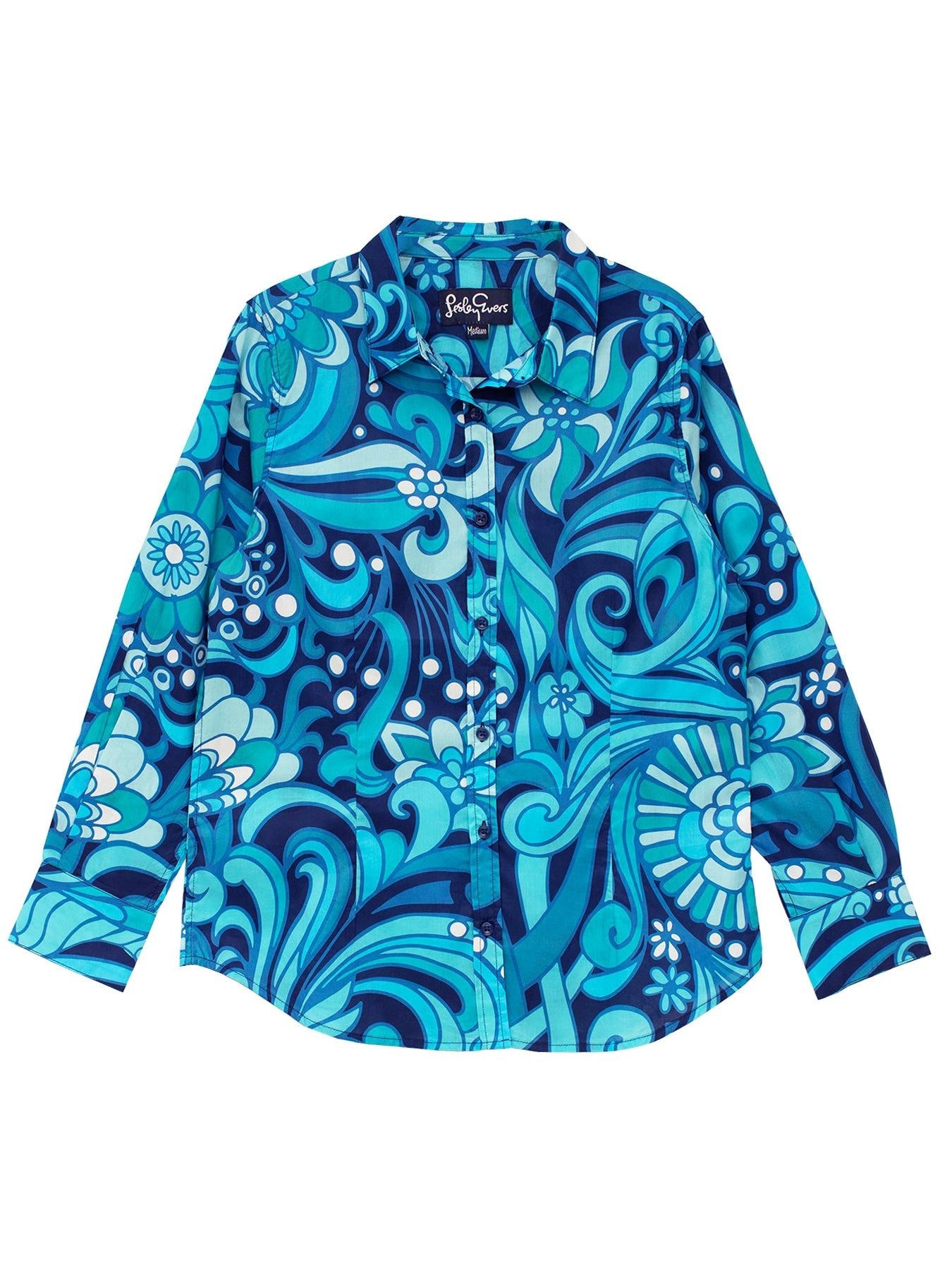 KATHRYN blouse Flowerland Blue – Lesley Evers