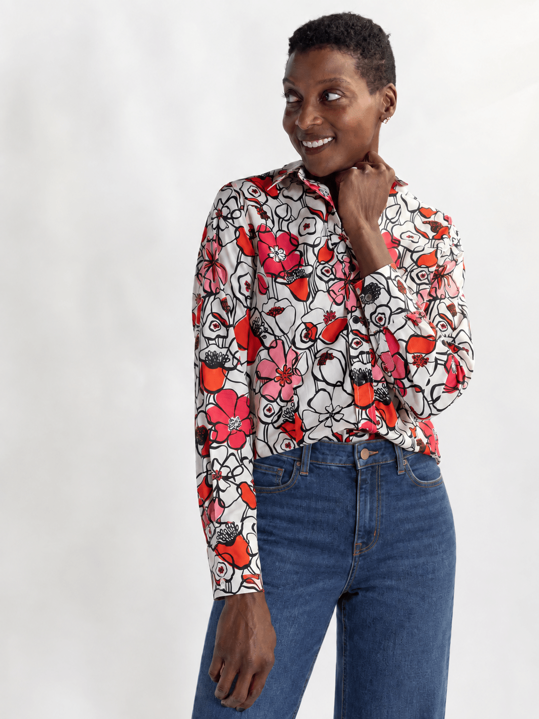 KATHRYN blouse Full Bloom Pink - Lesley Evers-Bird Collection-birds-Catherine