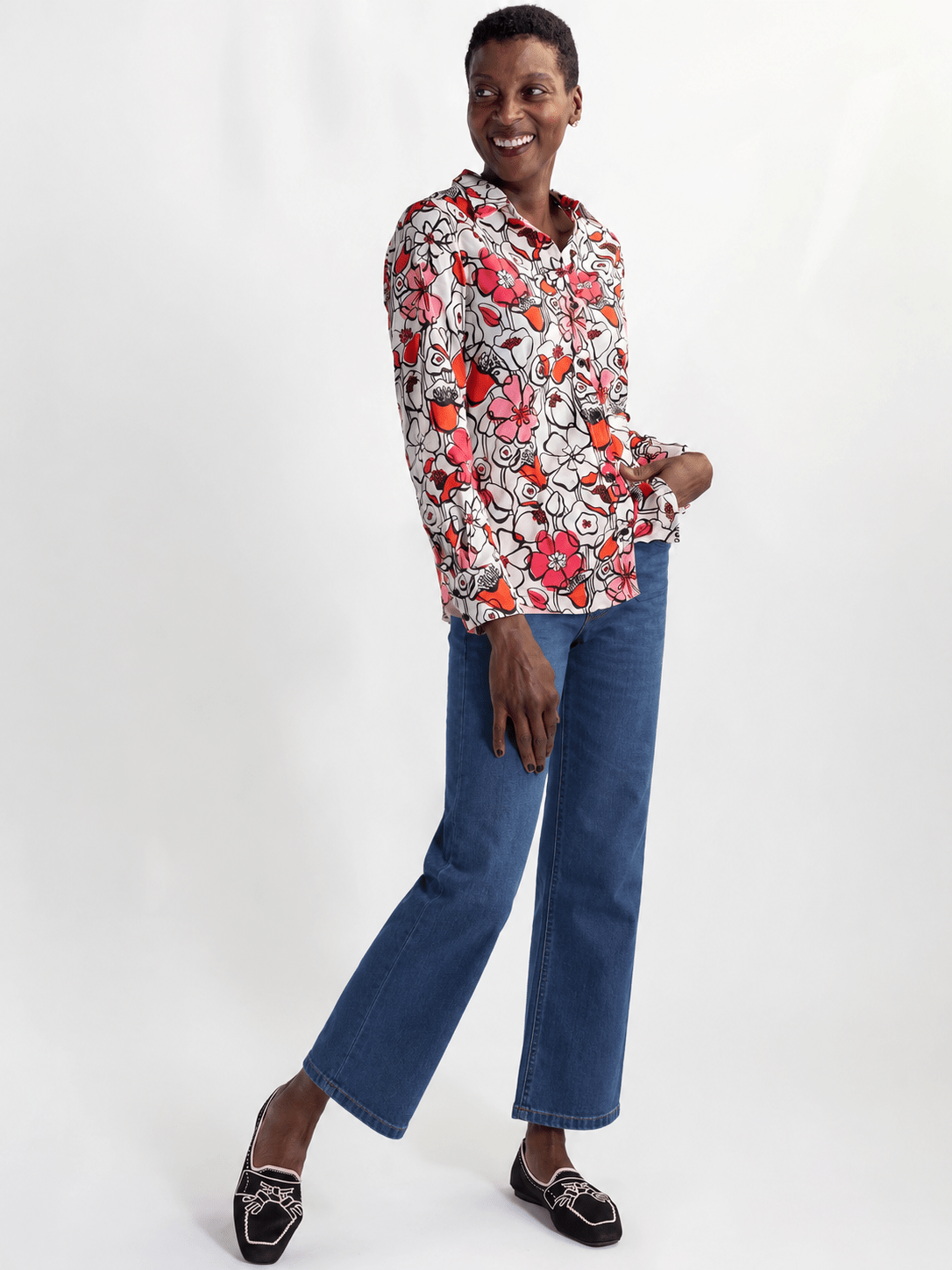 KATHRYN blouse Full Bloom Pink - Lesley Evers-Bird Collection-birds-Catherine