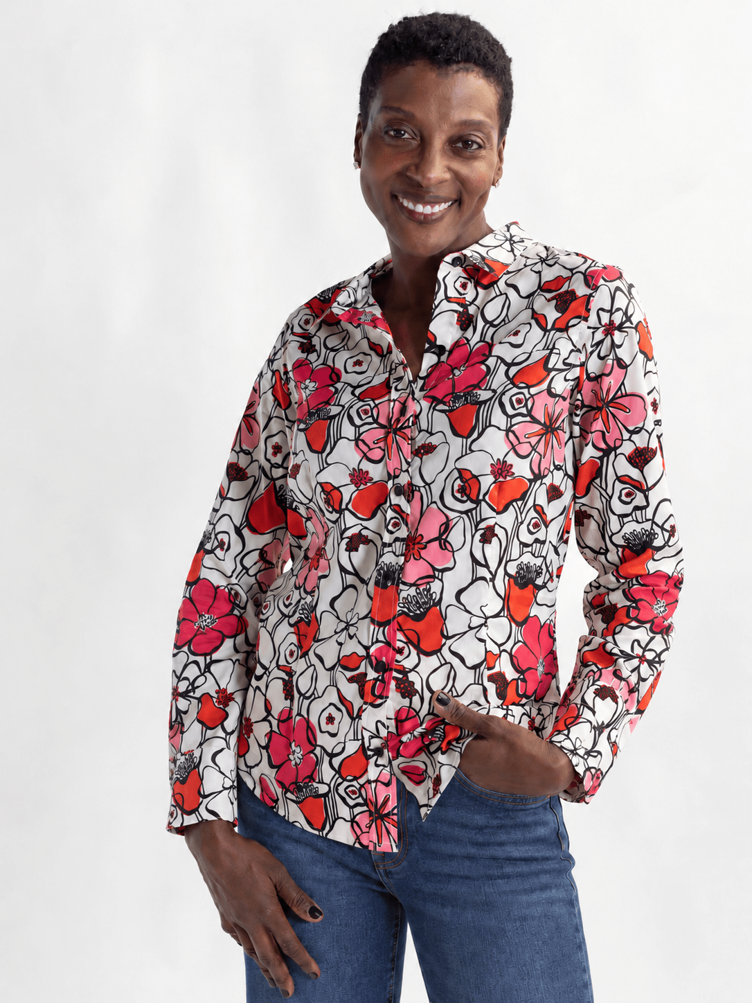 KATHRYN blouse Full Bloom Pink - Lesley Evers-Bird Collection-birds-Catherine