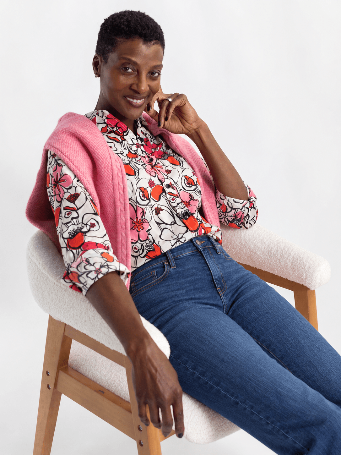 KATHRYN blouse Full Bloom Pink - Lesley Evers-Bird Collection-birds-Catherine