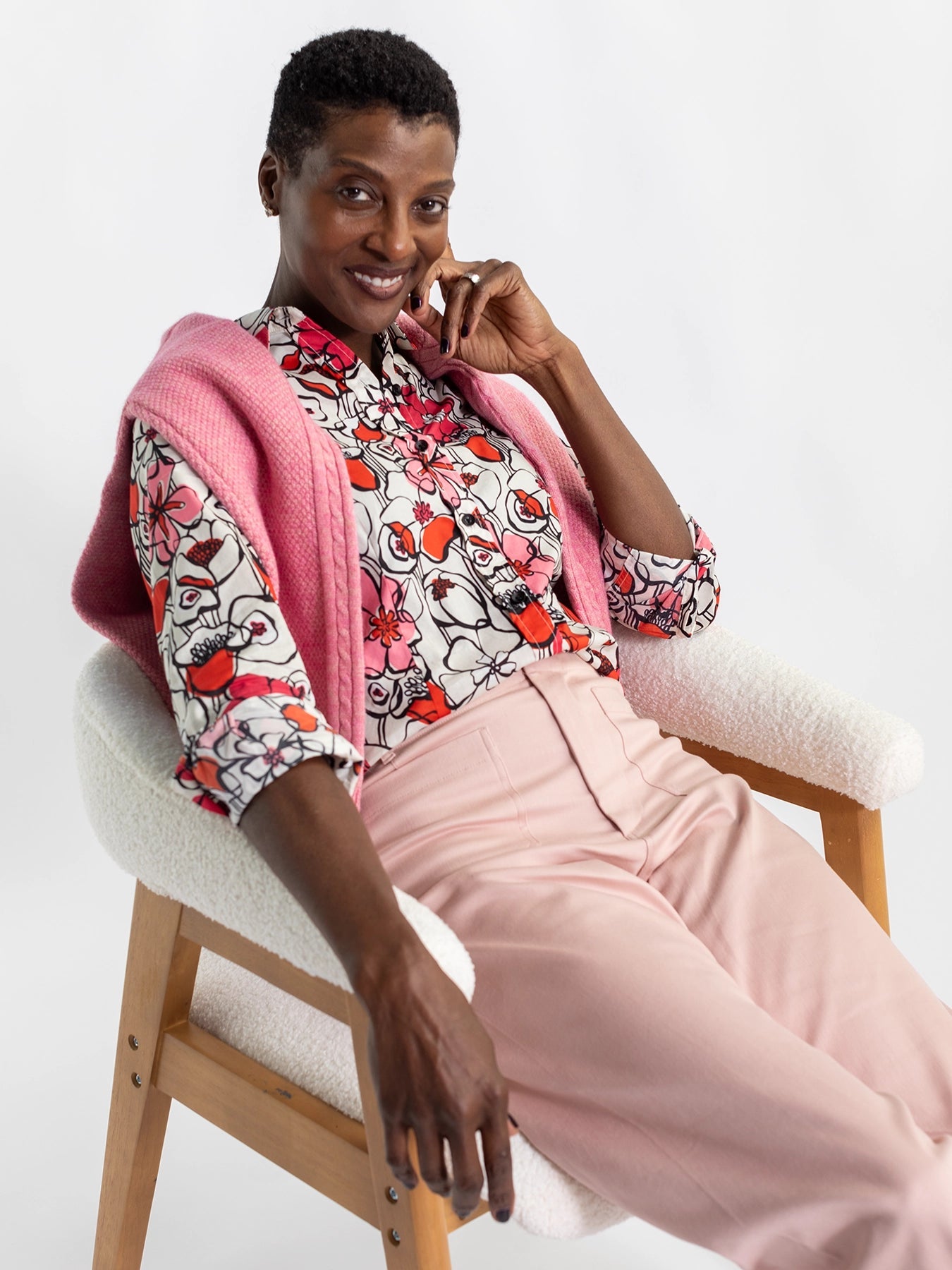 KATHRYN blouse Full Bloom Pink - Lesley Evers - Bird Collection - birds - Catherine