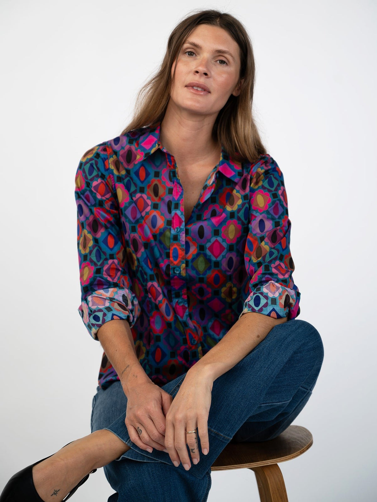 KATHRYN blouse Gems - Lesley Evers-Catherine-Cathy-cord suit