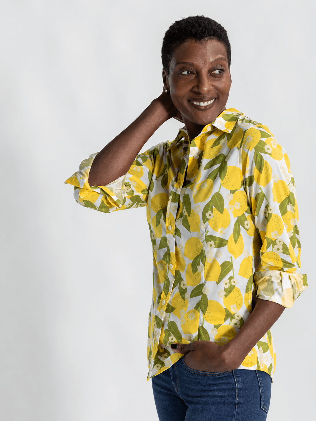KATHRYN blouse Lemons - Lesley Evers-Bird Collection-birds-Catherine