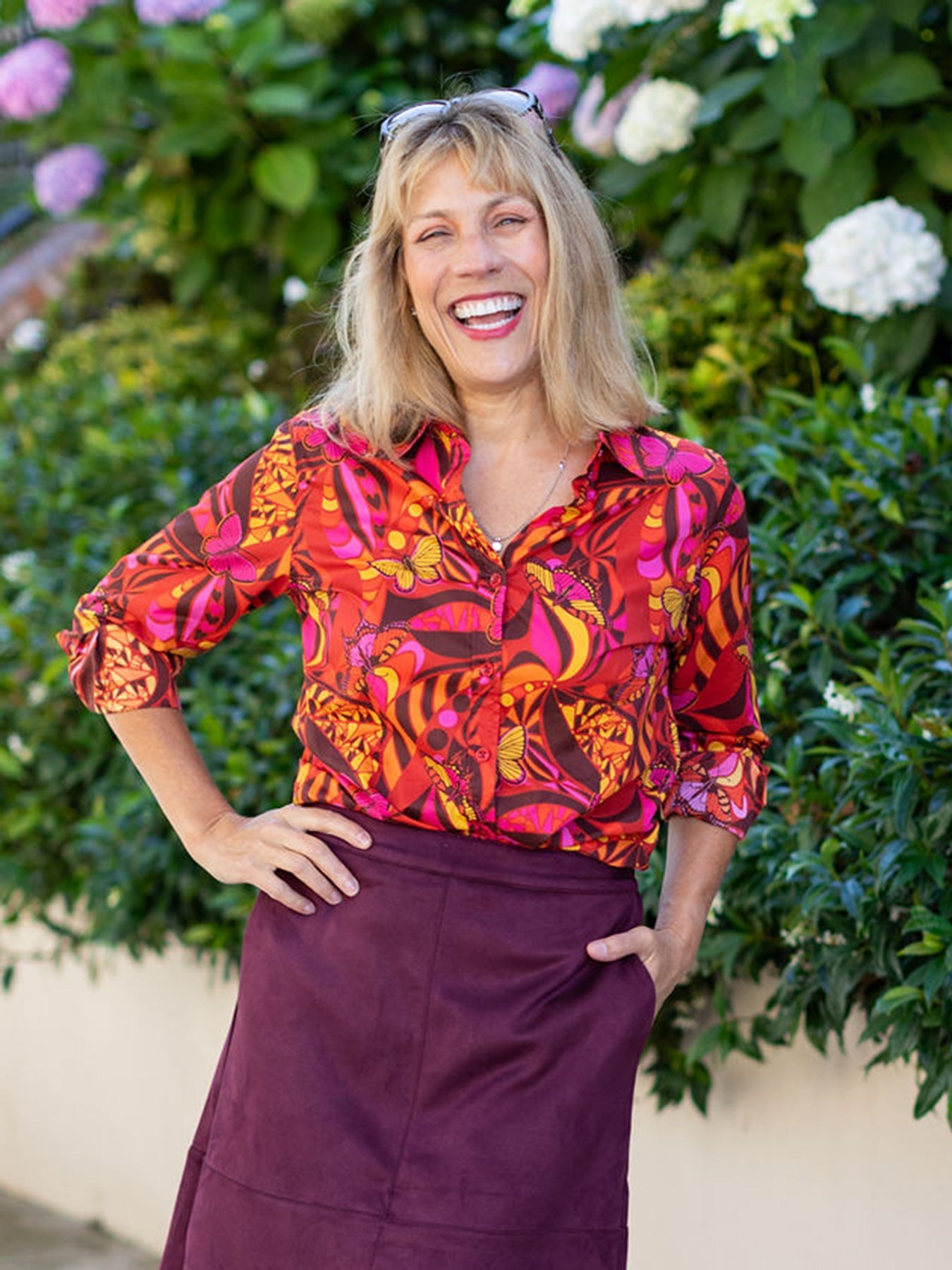 KATHRYN blouse Serendipity Red - Lesley Evers - kathryn - Shop - Shop/All Products