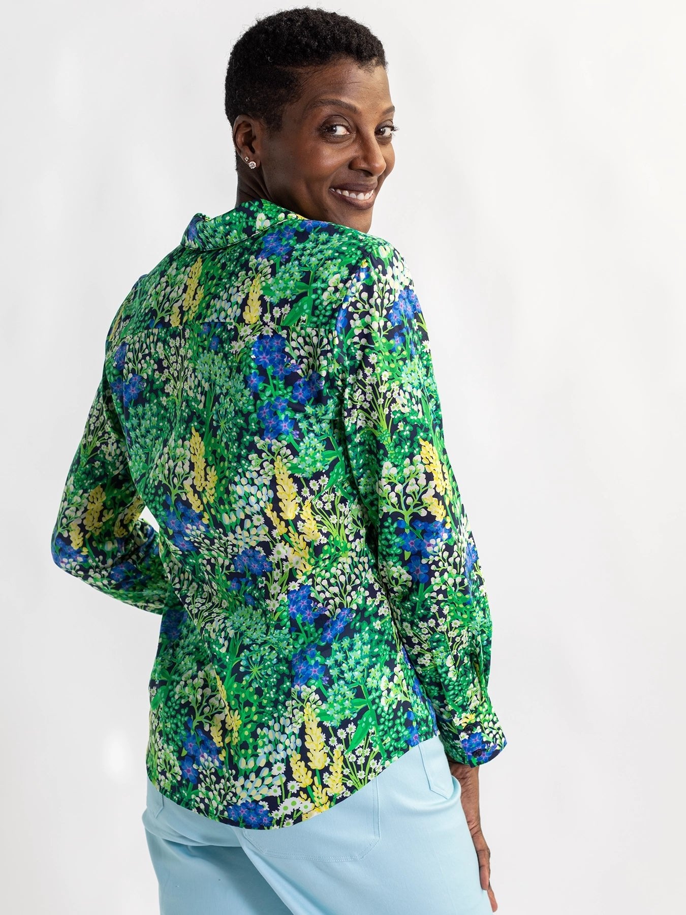 KATHRYN blouse Spring Meadow Green - Lesley Evers - Bird Collection - birds - Catherine