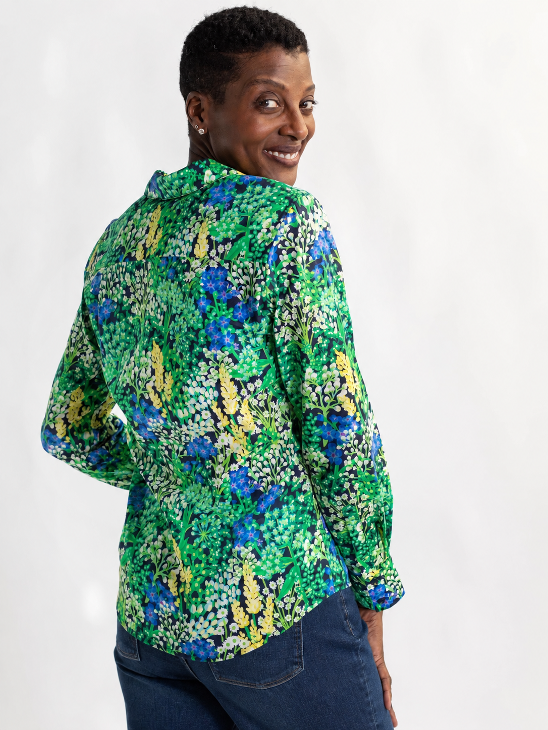KATHRYN blouse Spring Meadow Green - Lesley Evers-Bird Collection-birds-Catherine