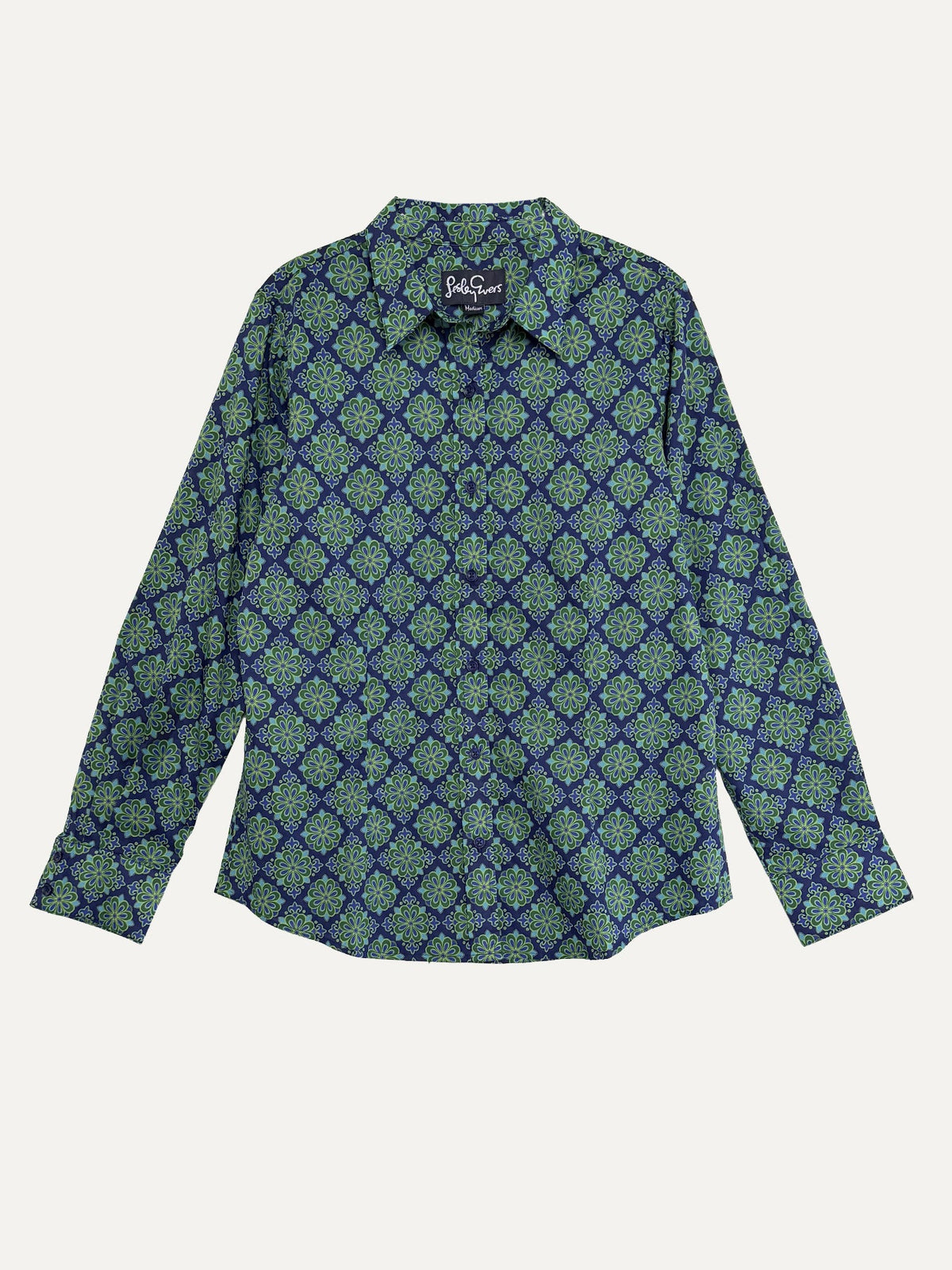 KATHRYN blouse Talavera Navy and Green - Lesley Evers-Bird Collection-birds-Catherine