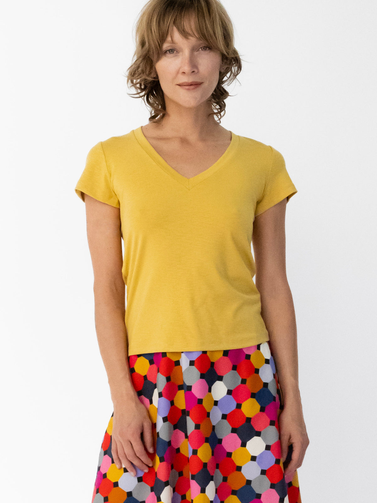 KATIE tee Mustard - Lesley Evers-Best Seller-maisie solid-Shop