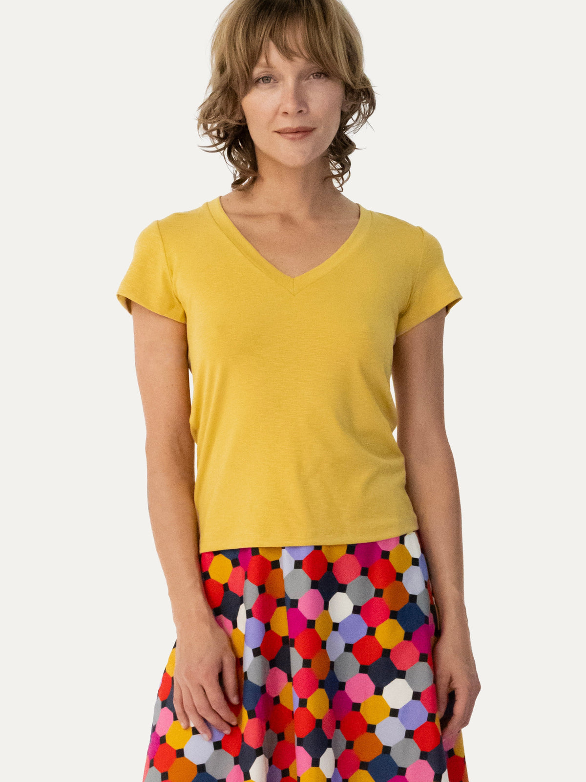 KATIE tee Mustard - Lesley Evers-Best Seller-maisie solid-Shop