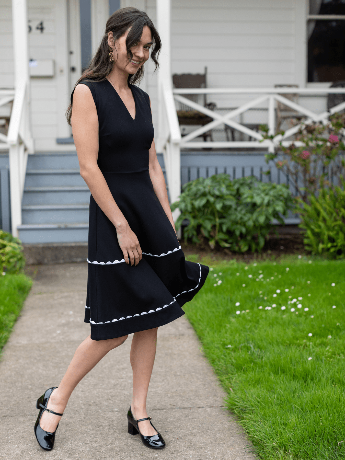 KATRINA dress Black - Lesley Evers - Black - black and white - black and white dress