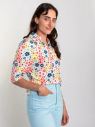 KIMMY top Bloom True - Lesley Evers - Button Top - clothing - colorful